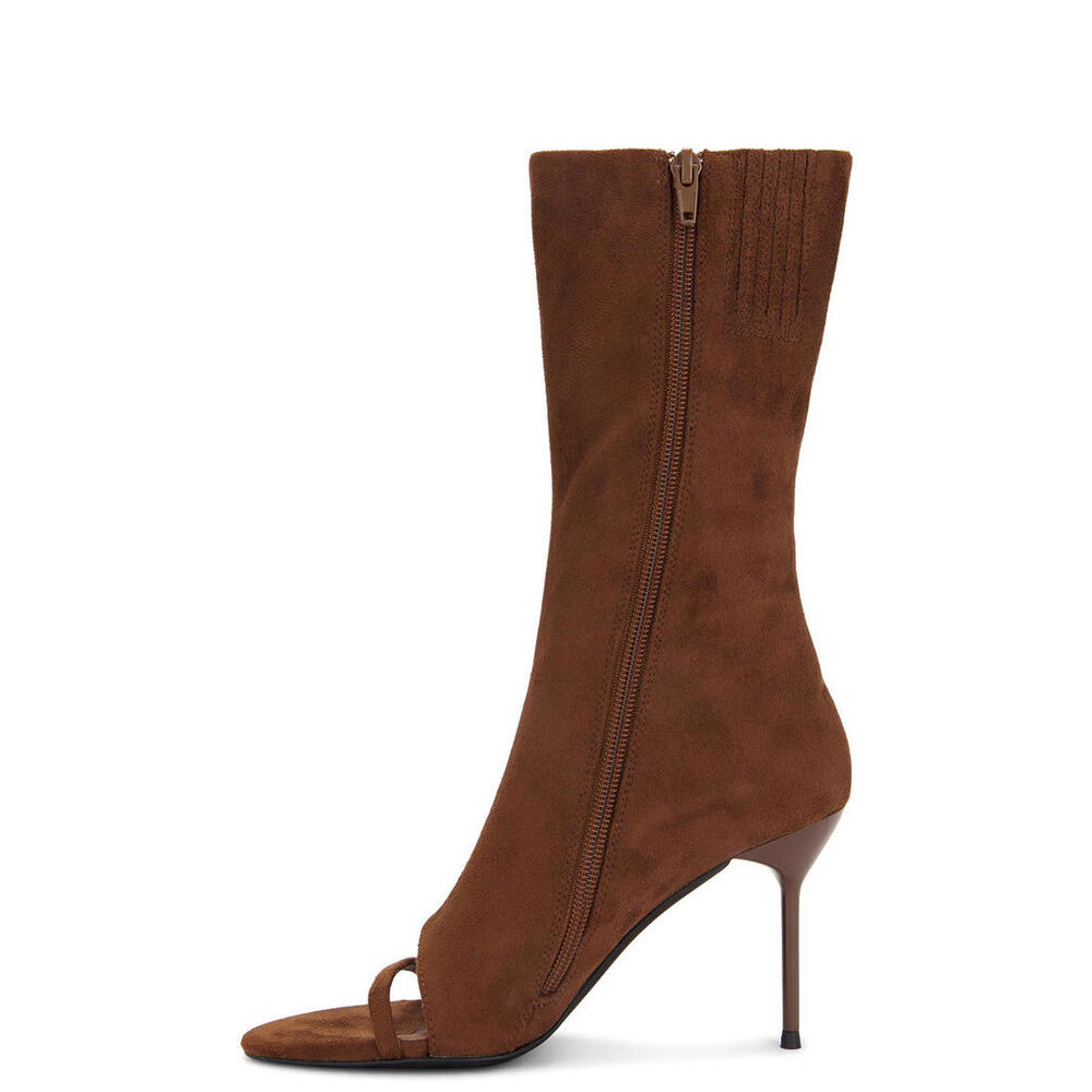 Jeffrey Campbell  Glamour Boot open pointed toe brown suede 9 NIB $220 msrp